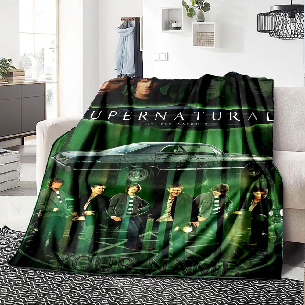 Name Custom Supernatural Hunting Brothers Print Flannel Blanket High Quality Warm Comfortable Cover for All Seasons Perfect for Gifts Home Decor
