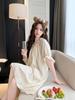 Embroidered French Nightdress Girl Spring and Summer New Short-sleeved Sweet Court Princess Pajamas Loose Long Dress Pure Desire