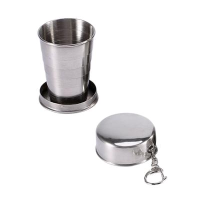 Stainless Steel Folding Cup Camping Mug Portable Outdoor Travel Collapsible Cup with Keychain