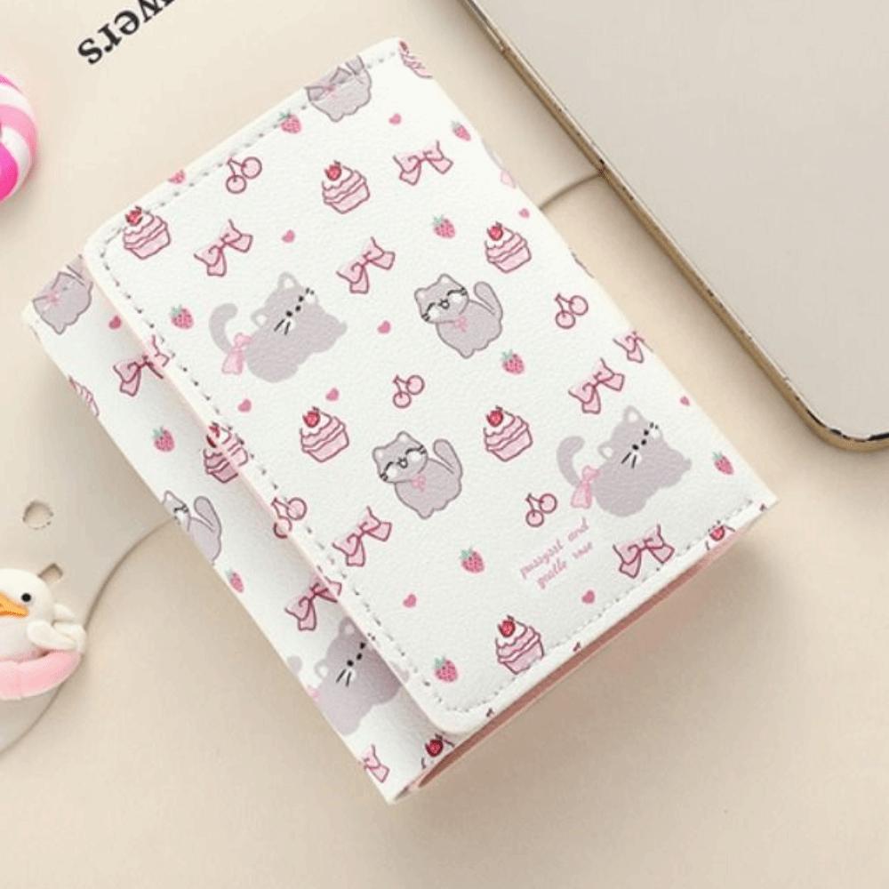 Multiple Card Slot Girls Coin Purse Portable Three-Fold Wallet Cartoon Bear Short Wallet  Girls