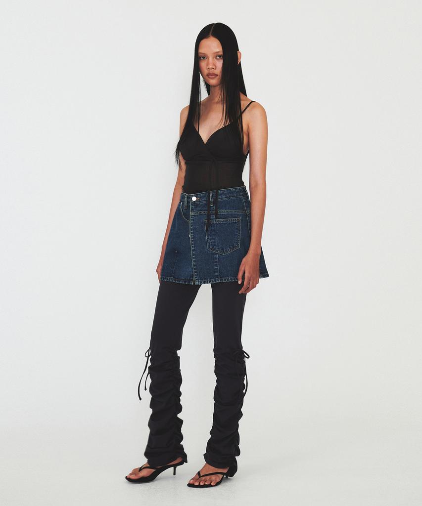 Daiaegeuneol Wrap Denim Mini Skirt (Blue)