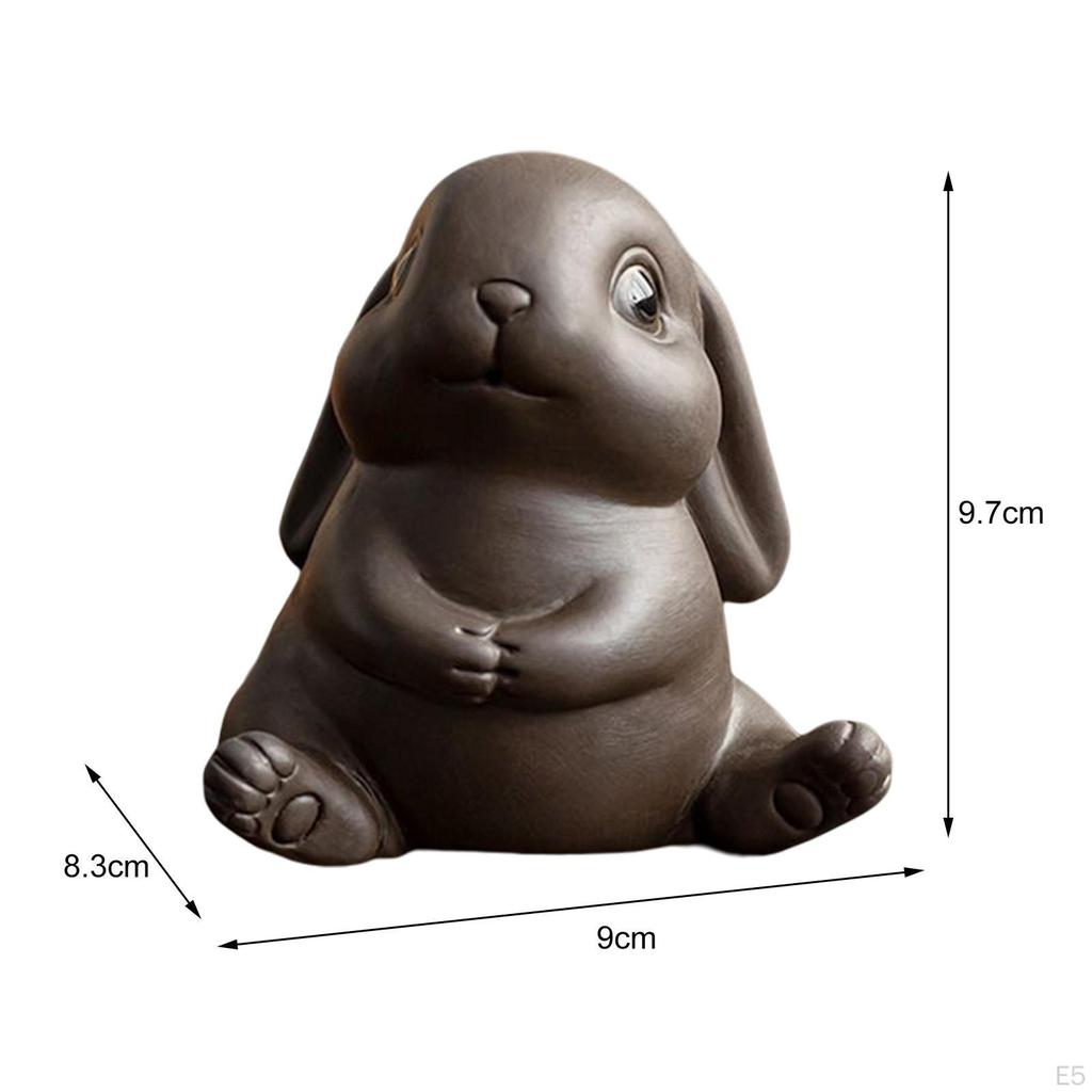 Figurine Bunny Statue Animal Sculpture Collectibles Tea Table Decor Ornament for Office Bedroom Home