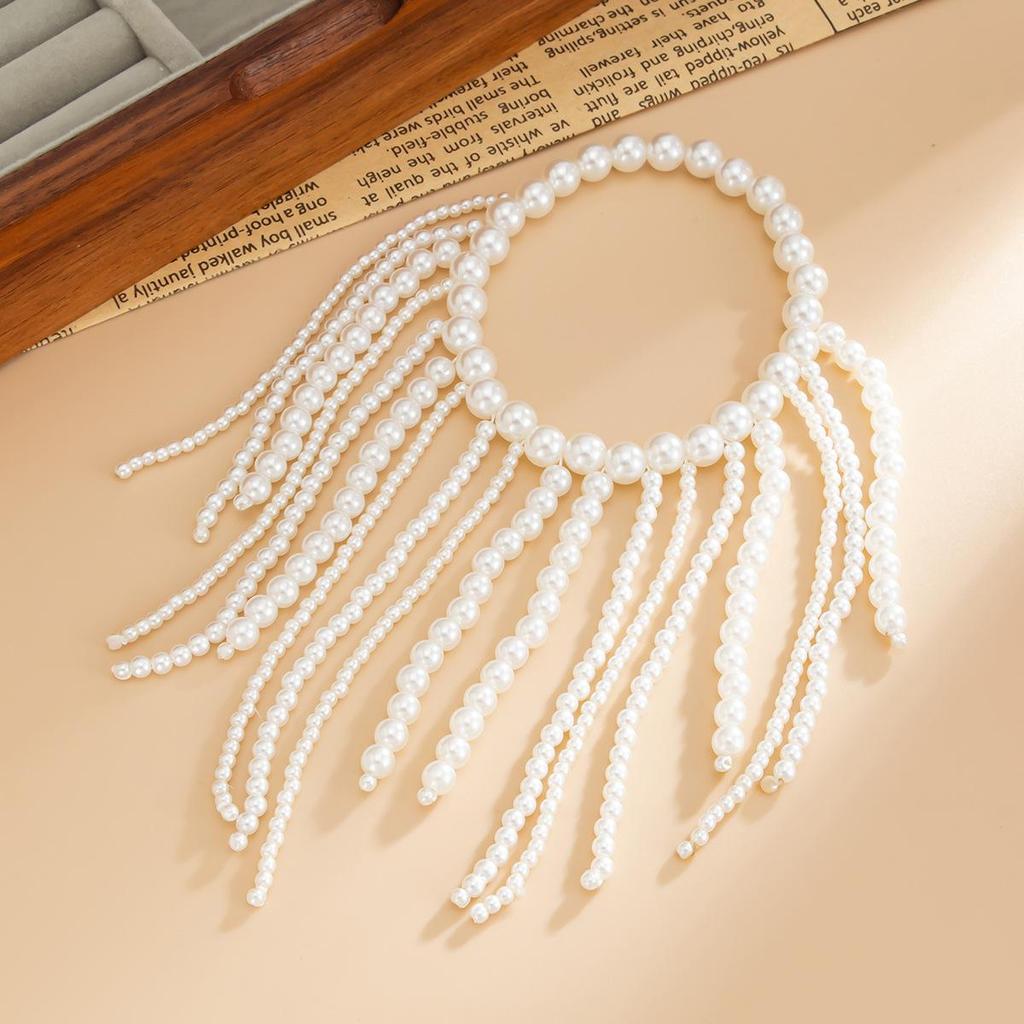Ladies' Pearl Tassel Bracelet, Multi-layer Chain Tassel Bracelet, Adjustable Stainless Steel Statement Jewelry