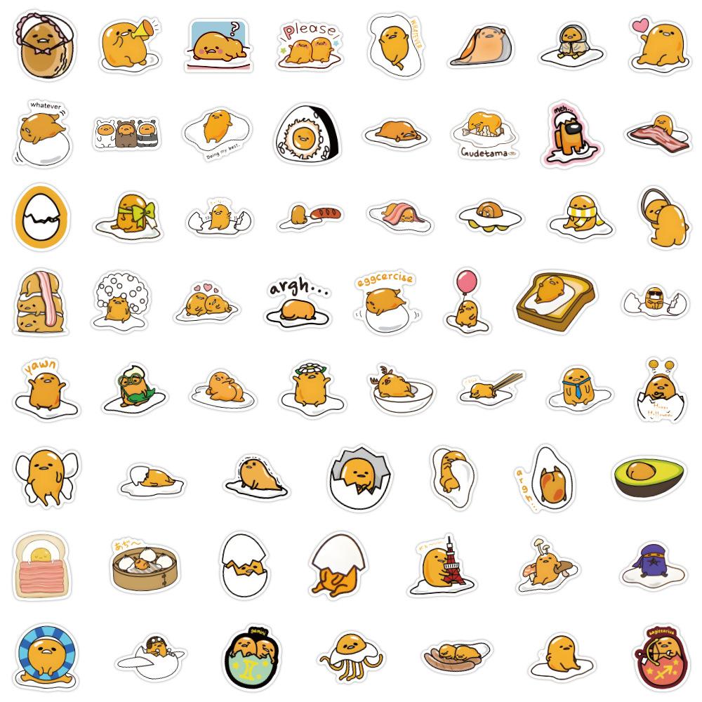 60 New Gudetama Graffiti Stickers Decorate Notebook Suitcase Guitar Handbook Waterproof Stickers