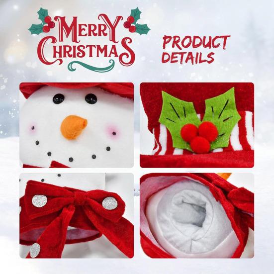 Yousheng Snowman Tree Topper Plush Fabric Christmas Decoration with Festive Hat Soft Seasonal Accent for Holiday Home And Party Decor