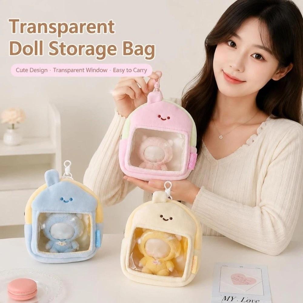 House Model Doll Protector Case with Clear Window Doll Display Bag Backpack Pendant