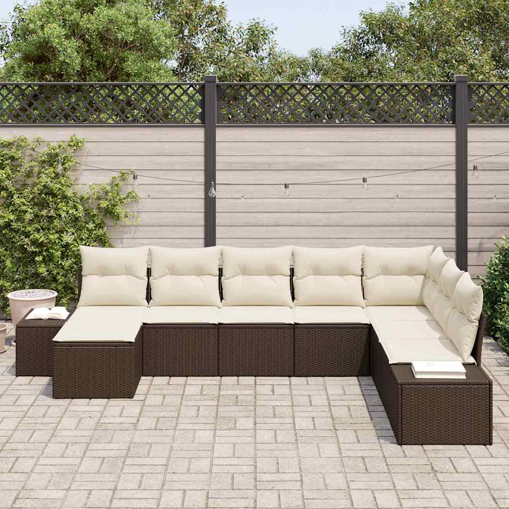 Garden Sofa Set with Cushions 8 pcs Poly Rattan