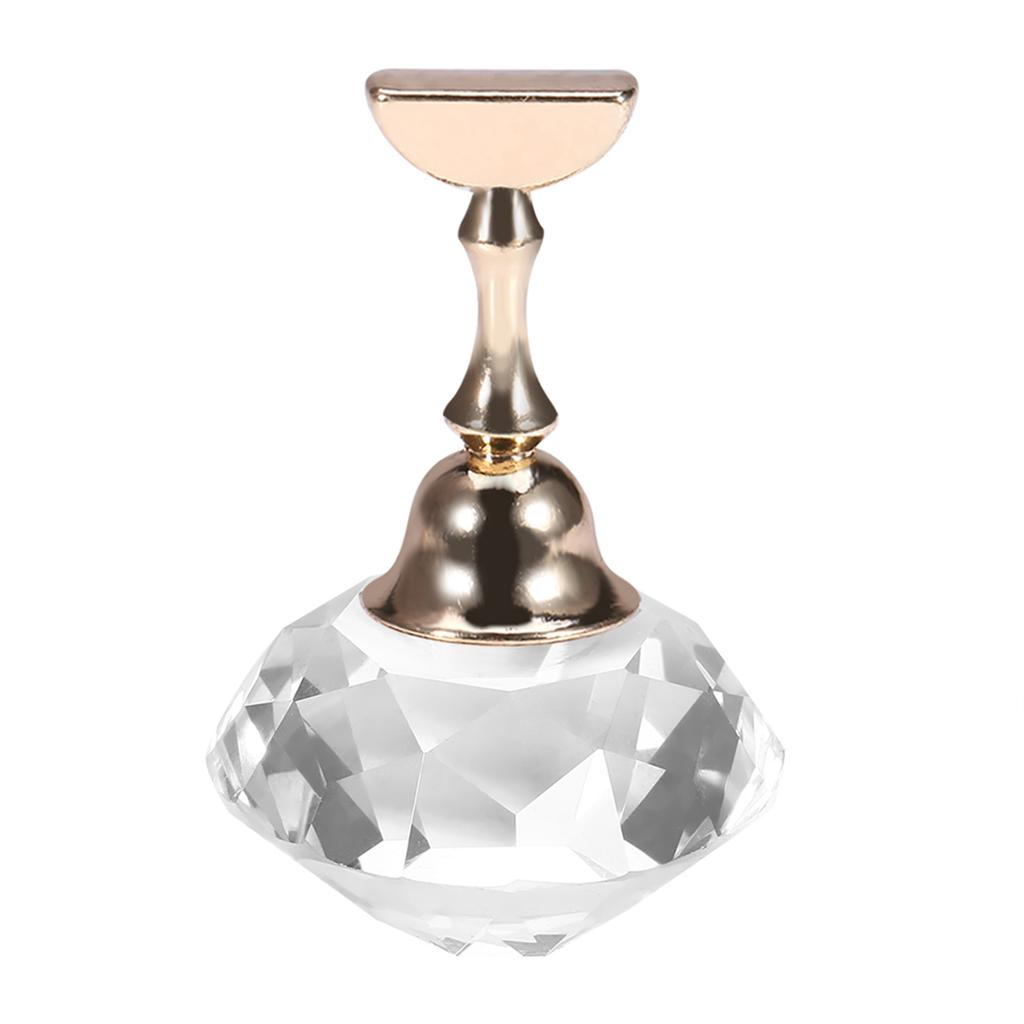 Magnetic Nail Tip Practice Stand Base Alloy Holder Nail Art Display Stand White Diamond Crystal