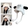 Winter Keep Warm Plush Bucket Hat Ladies Windproof Commute Camping Skiing Fisherman Cap Cute Big Eyes Hat for Girlfriend  White