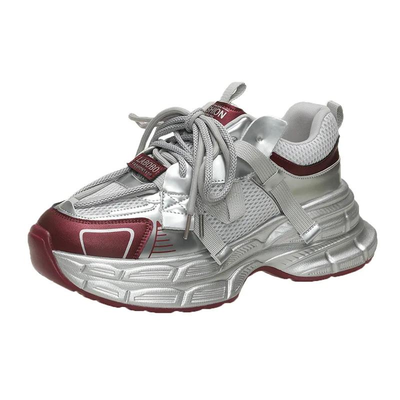 

Брендовые дизайнерские красные серые кроссовки для девочек, модные новые кроссовки для мальчиков на толстом каблуке, милые розовые туфли для папы, модная детская повседневная обувь 35-43 35 бордовый