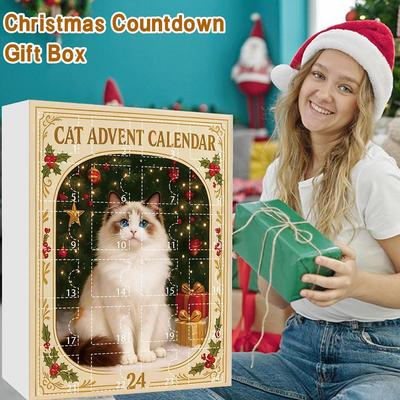 Katzen Adventskalender 2025, 24 Tage Niedlicher Kätzchenanhänger Adventskalender, Kätzchen Weihnachtsbaumschmuck Countdown-Kalender