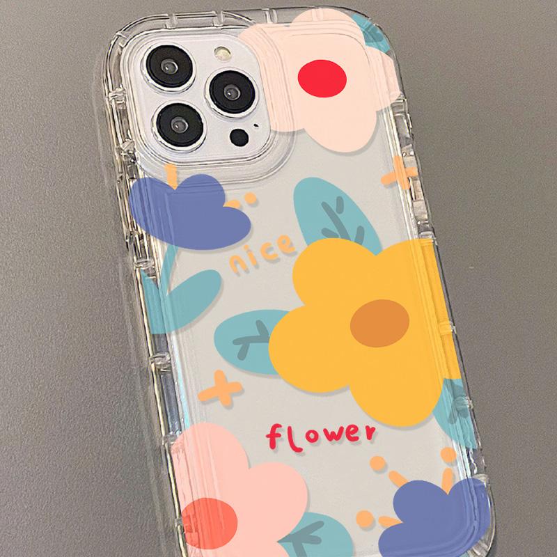 Transparent Phone Case For Samsung S25 Ultra Galaxy S24 Plus S23 S22 S21 S20 FE Shockproof Soft TPU Silicone Flower Funda Cover