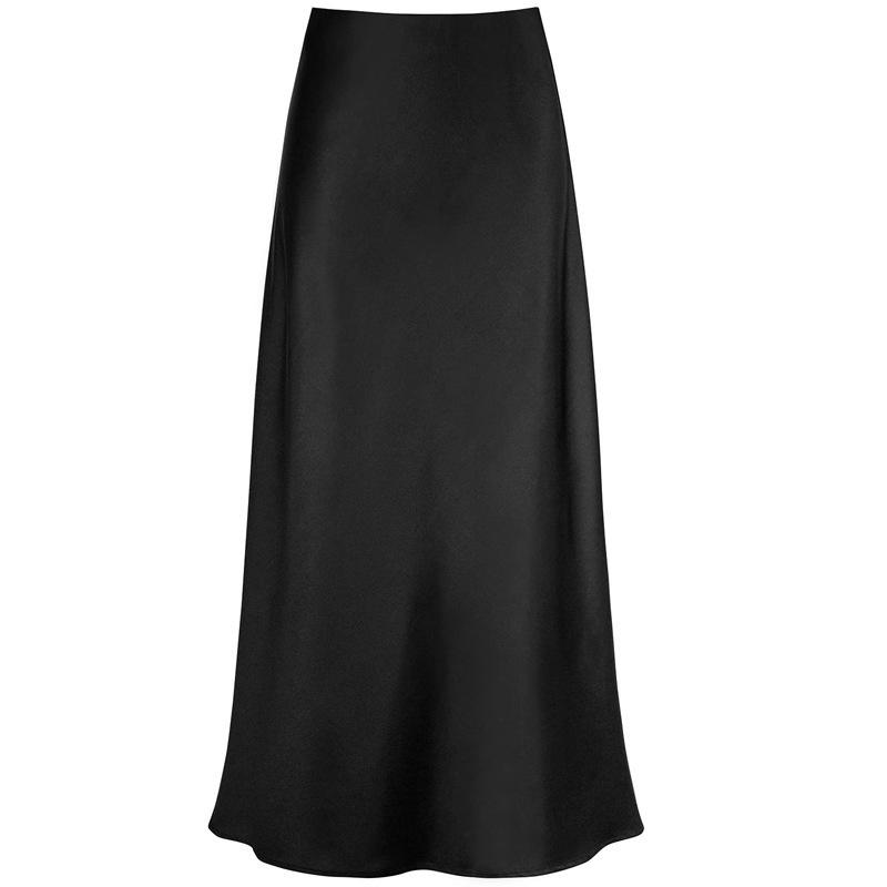 Elegant Silky Satin Fishtail High-Waist Midi Skirt