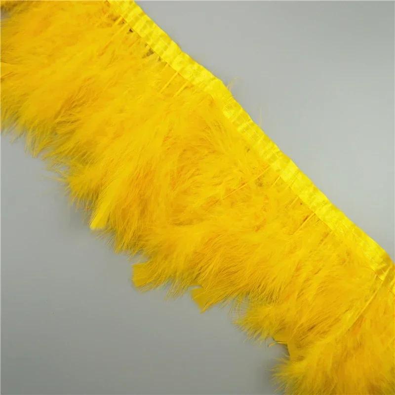 2 Mètres Bordure de Plumes de Marabout Moelleuses Bords Frange 6-8" Plumes de Dinde Blanches Noires Décor Vêtements sur Bande Artisanat Ruban Décoration