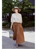 Women's Retro Cotton-Linen Elastic Waist Pleated Skirt - Summer 2023