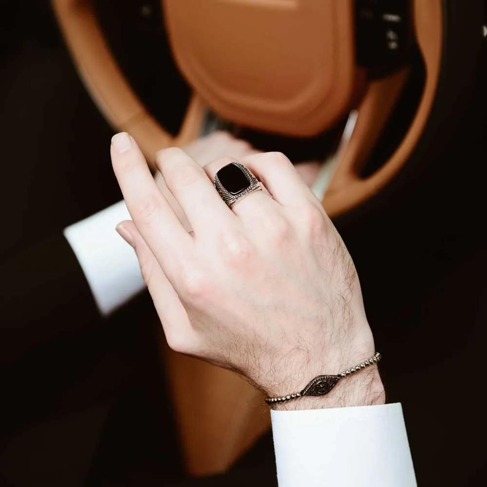 30 Styles Vintage Handmade Turkish Signet Ring For Men Women Ancient Zinc Alloy Color Black Onyx Stone Punk Rings Religious Zircon