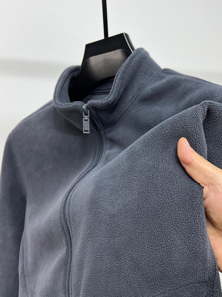 Men's Stand Collar Zipper Cardigan Jacket - 2025 Autumn/Winter Solid Color Warm Fleece