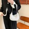 Shoulder Pouch PU Shoulder Bag Solid Color Hobo Bag Elegant Crescent Moon Underarm Bag  Travel
