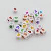 DIY Jewelry Making 50pcs Colorful Heart Printed Loose Beads Necklaces Bracelet Beads with Big Hole Square Beads