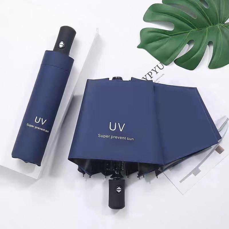

Automatic UV Protection Dual-Use Folding Parasol - Black Glue Sunscreen, Rain or Shine, Ideal for Gifts