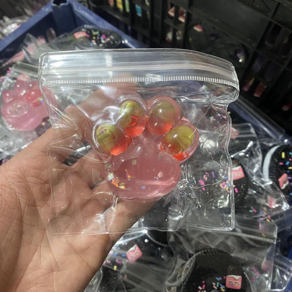 Transparent Jelly Crystal Cat Paw Squeeze Toy - Cute Decompression Slime for Girls