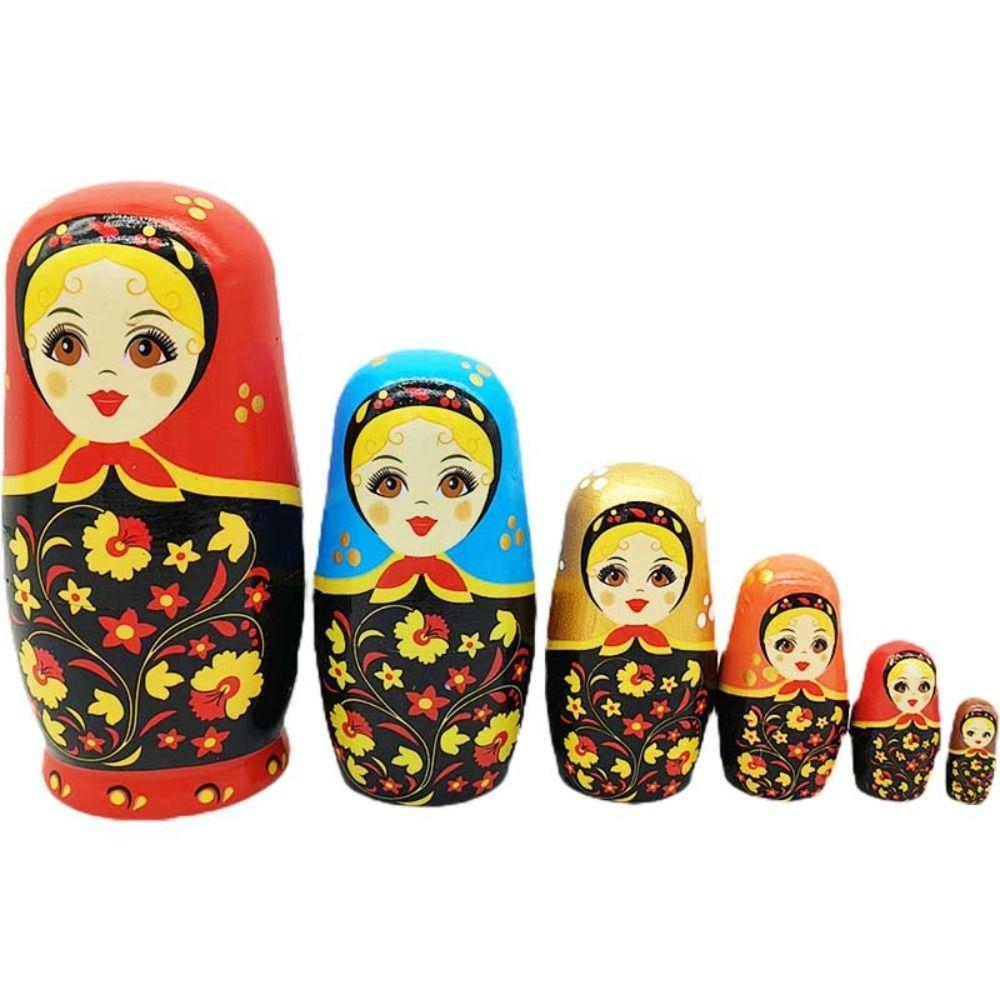 6 Layer Matryoshka Doll Toys Wooden Animal Stacking Dolls Birthday Gift
