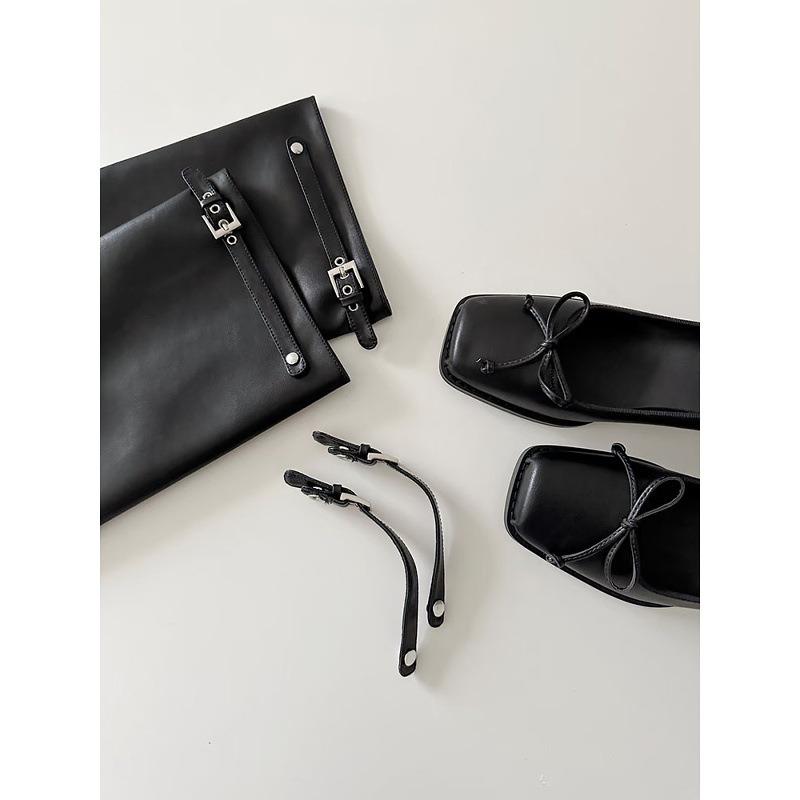 Sheepskin~ niche thick heel 5cm heightening trouser boots women's boots two wear square head hollow bow ballet shoes