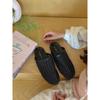 2025 New Summer French-style Woven Slippers Women's Summer Black Thin Bag Head Empty Shoes