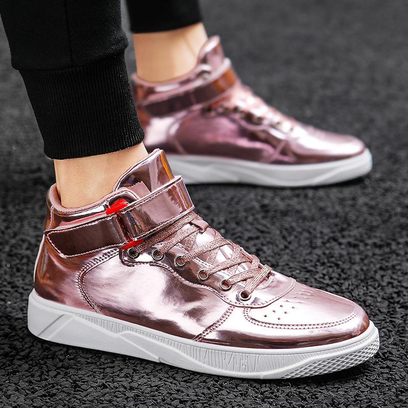 Large size men's shoes 2025 spring new mirror board shoes youth trend student high top sports and leisure shoes