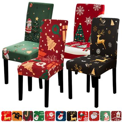 Christmas Dining Chair Cover Stretch Chair Seat Slipcover For Kitchen Restaurant Banquet El Office Anti-Dirty Removable Party