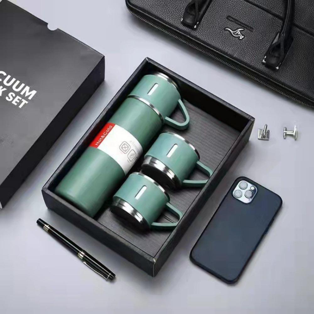 with Cup Vacuum Flask 500ml Thermal Bottle Double Layer Vacuum Insulated Bottle Set  Coffee