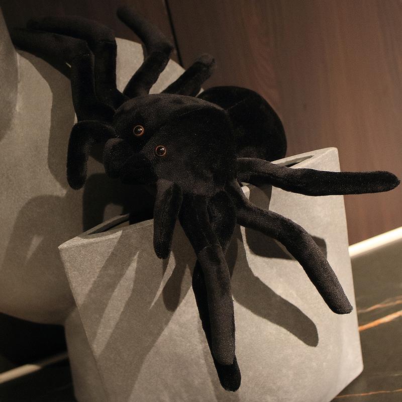 Giant Black Spider Plush Super Soft Stuffed Animal Vintage Holloween Cute Realistic Creepy Decor