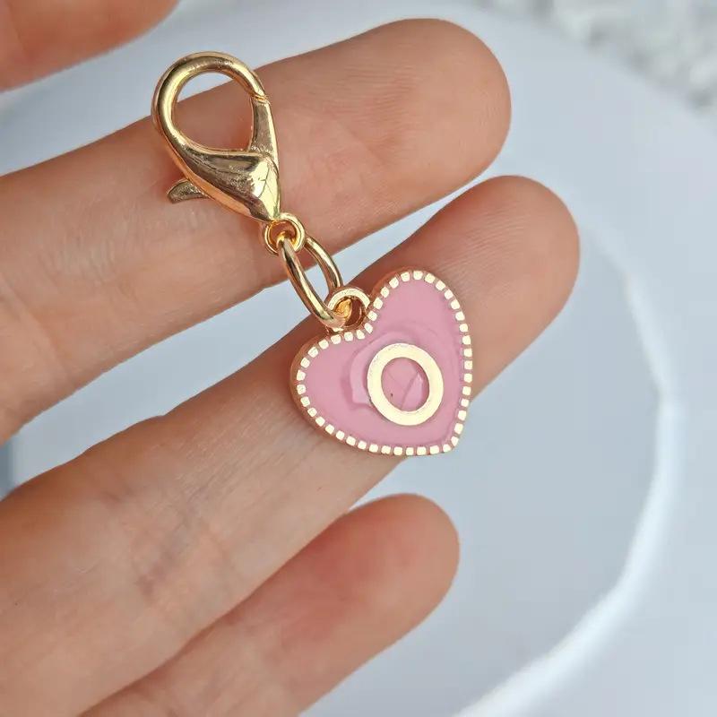 Cute Alphabet 26 Letters Heart Keychain For Bags Earphone Charm Pendants Accessories Gifts With Lobster Buckle