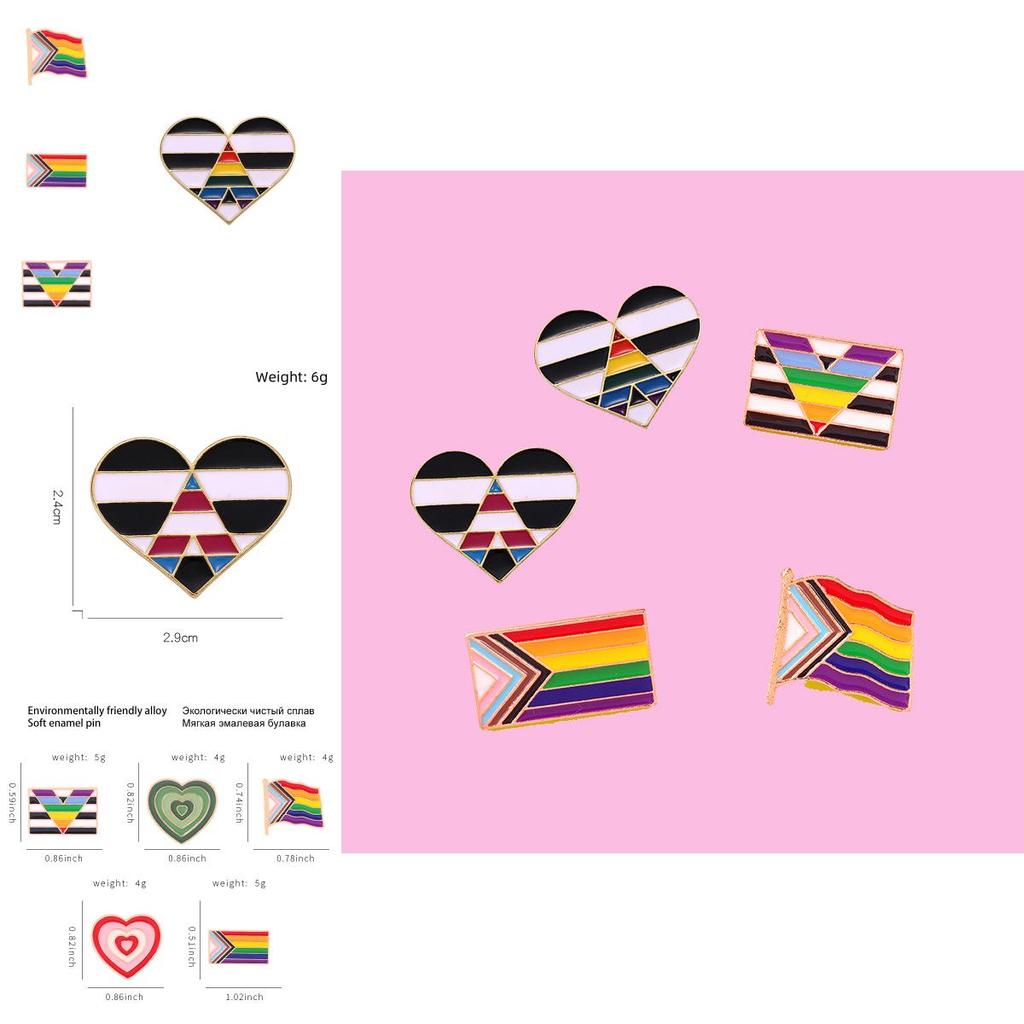 Creative Heart Shaped Rainbow Brooch Stylish Alloy Enamel Pin For Fashionable Personalization