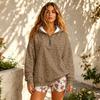 Women's Lightweight Quarter-Zip Hoodie Leopard Print Pullover Sweatshirt Without Pockets for Casual Wear