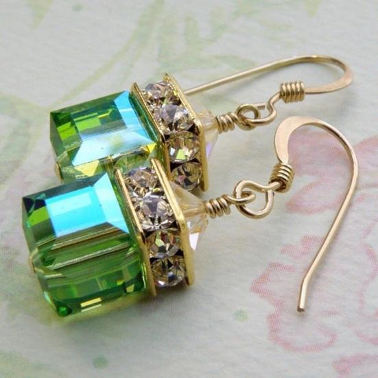 Fashion Women's Cubic Faux Gemstone Pendant Ear Hooks Party Earrings Jewelry