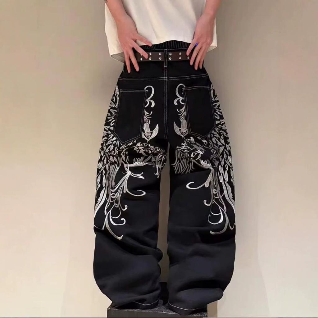 American Casual Jeans Men's Autumn Loose Straight Trendy Hip-hop Wide-leg Denim Trousers