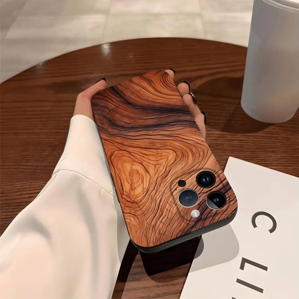 Natural Wood Phone Case for iPhone 17,16,15,14,13,12,11,Pro,X,Xs,Max,Plus Shockproof Cover