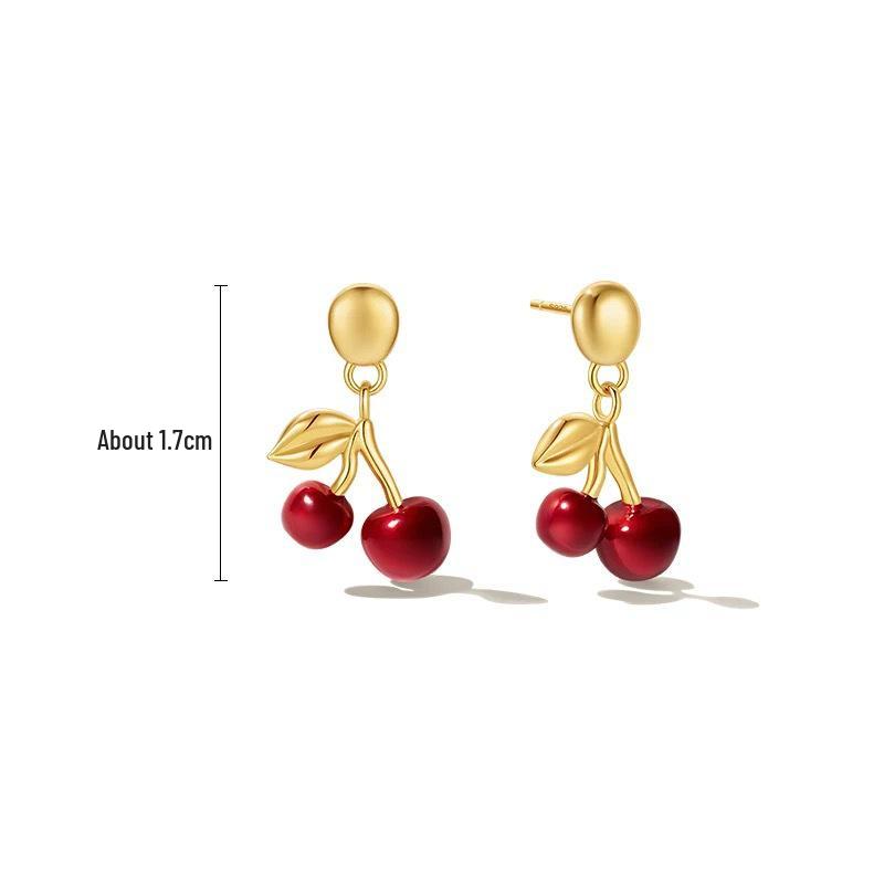 

Zhou Luoxi Berry Cherry Women s High-End Niche Vacation Style Earrings