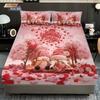3pcs Valentine's Day Romantic Pink Love Gnome Print Coreless Bed Sheet Set Multi Size Bedroom Bedcover Holiday Decoration