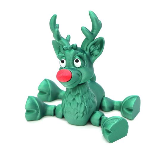 Red-Nosed Reindeer Figurine Articulated Christmas Reindeer Ornament Collectible Reindeer with Flexible Joints Festive Centerpiece Holiday Gift