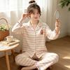 Natal year pajamas women's spring and autumn new imitation cotton long-sleeved red cute cartoon loungewear two-piece set