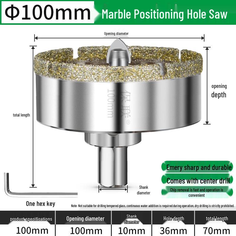 Positioning Drill Bit for Tile, Glass, Marble, and Stone Drilling
