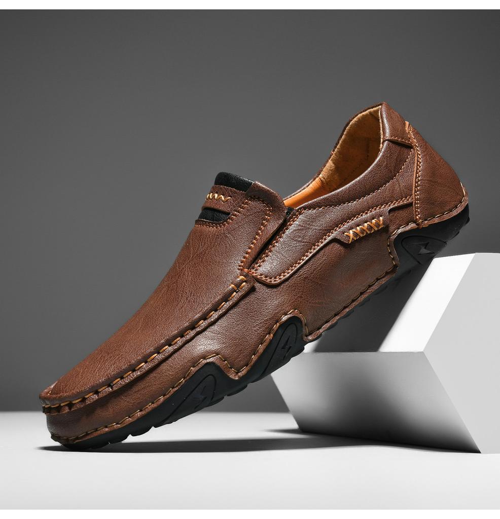 Fashion Casual Leather Man Loafers Comfy Summer Slip on Footwear Breathable Men Leisure Walk Driving Shoes Moccasins Non-Slip Boat Flats