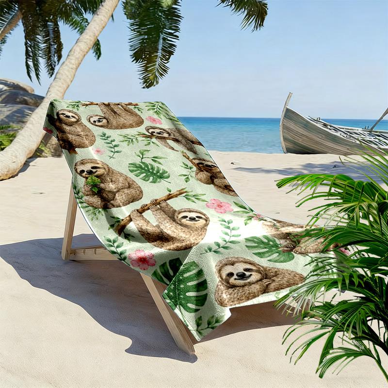 Sloths Print Beach Towel, Large Soft Quick Dry Towel for Beach Camping Swimming