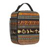 Boho Ethnisches Muster Thermische Lunchtasche für Damen Auslaufsichere Kühlertasche Wiederverwendbare Isolierte Lunchbox für Arbeit Picknick Reisen