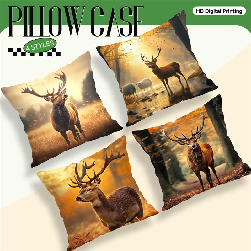 Cuscini Cervo di Foresta Federa Stampata Poliestere 45x45cm Copricuscino Decorativo per Divano Federa per Cuscino Decorazione Casa