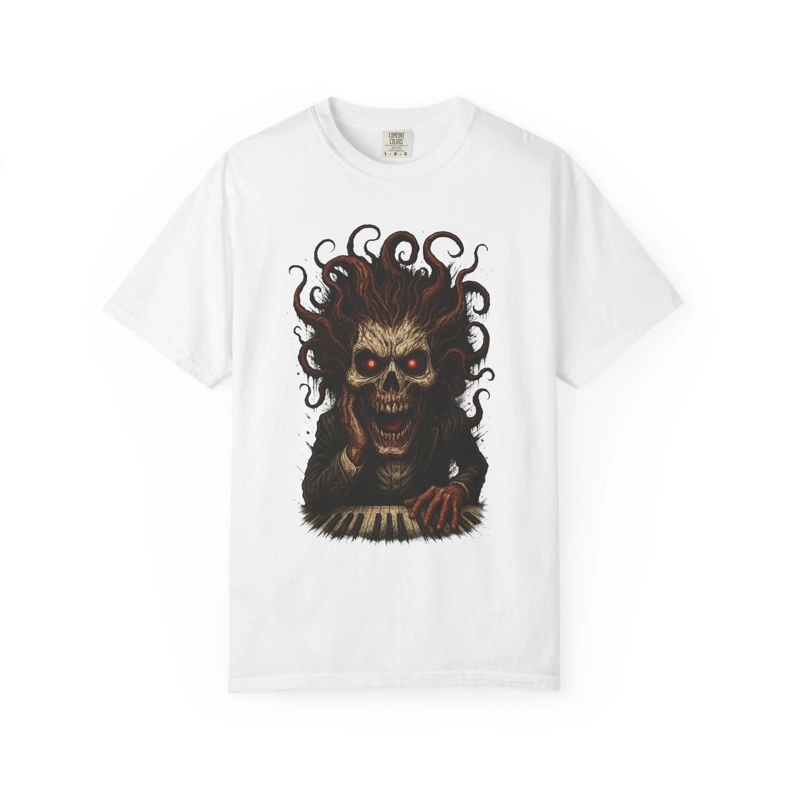 

Готическая футболка с призраком пианиста, Футболка музыканта, Винтажный стиль, Верх для костюма на Хэллоуин, M