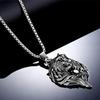 Stainless Steel Celtic Knot Wolf Head Pendant Necklace for Men Retro Nordic Punk Ornament Halloween Gift