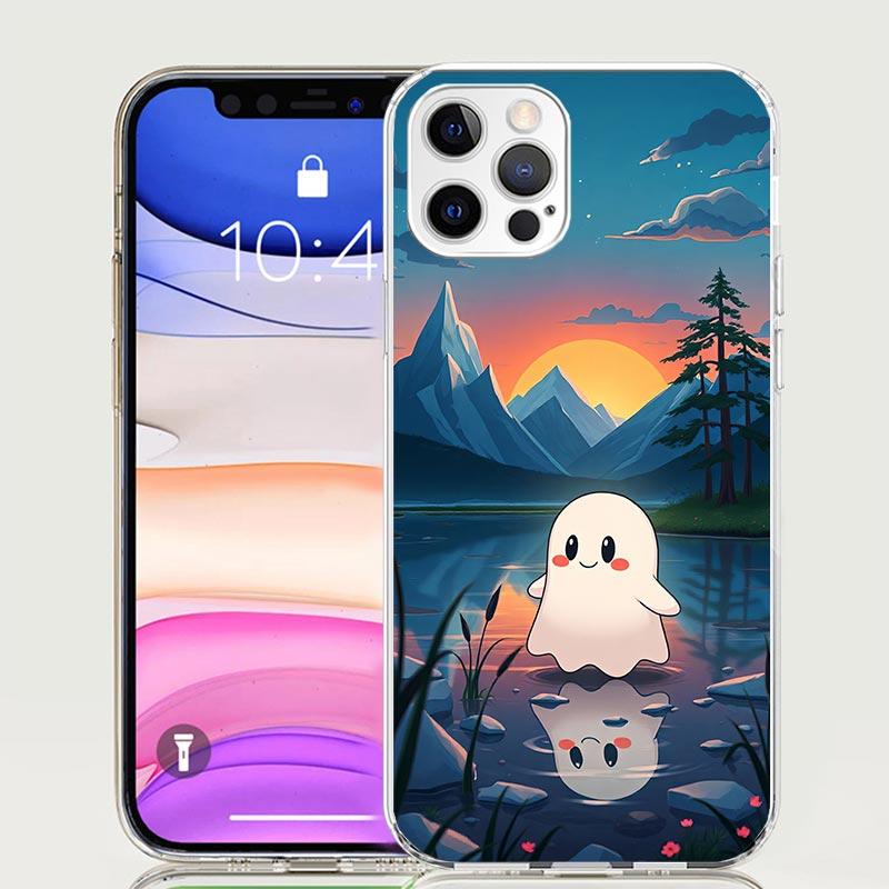 Cute Halloween Ghost Phone Case For iPhone 17 Air 16 15 Plus 11 14 Pro Max 13 Mini 12 7 8 + SE Pattern Art Customized Cover 17 A